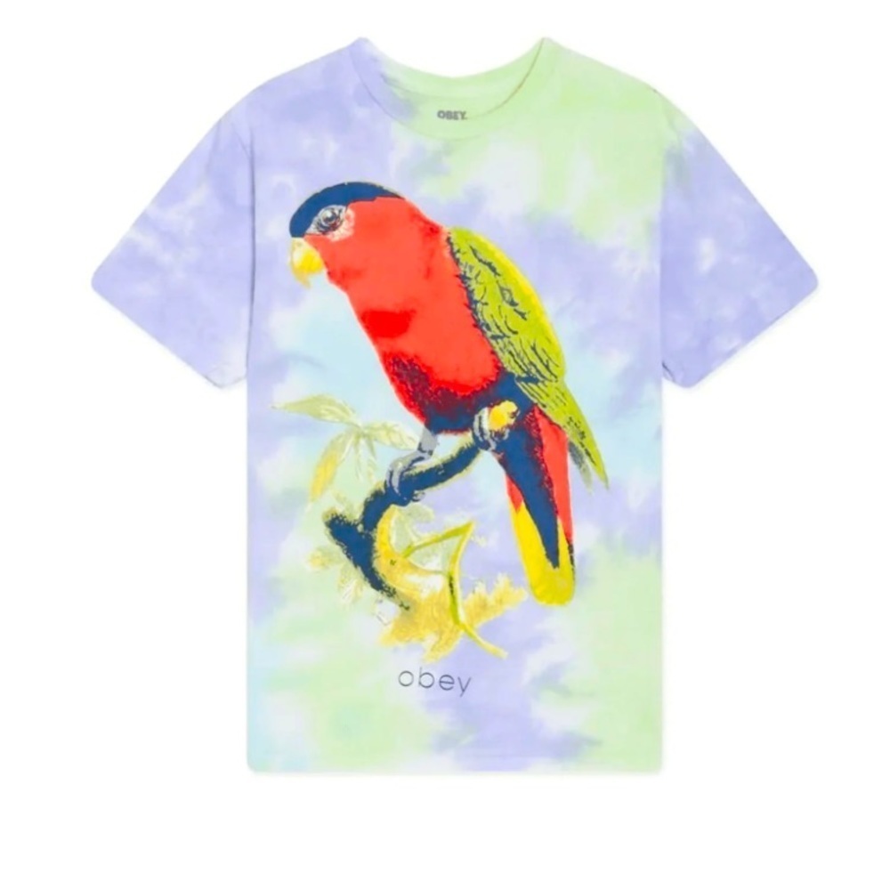 Obey parrot tee shirt nwot limited edition streetwear casual tie dye spring $78
